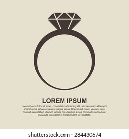 Diamond engagement ring icon - Vector