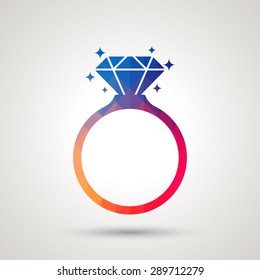 Diamond engagement ring icon - Vector