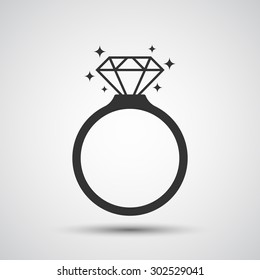 Diamond engagement ring icon - Vector