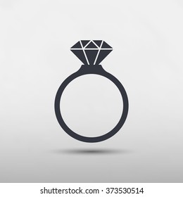 Diamond Engagement Ring Icon - Vector