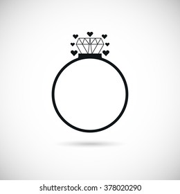Diamond engagement ring icon, vector