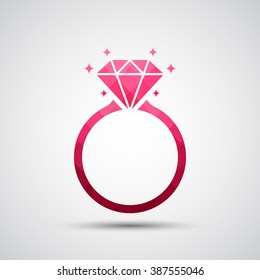 Diamond Engagement Ring Icon - Vector