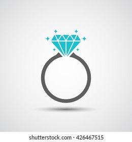 Diamond Engagement Ring Icon - Vector