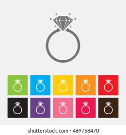 Diamond engagement ring icon - Vector