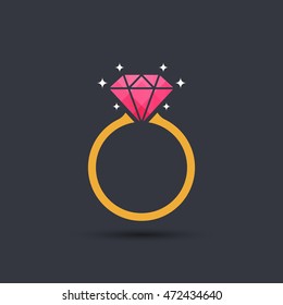Diamond engagement ring icon - Vector