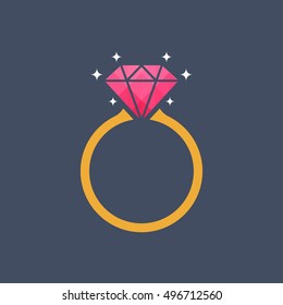 Diamond engagement ring icon - Vector