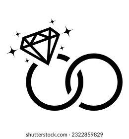Icono del anillo de compromiso de diamantes, anillo de boda de diamantes