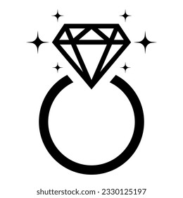 Icono del anillo de compromiso de diamantes, anillo de boda de diamantes