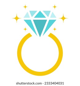 Icono del anillo de compromiso de diamantes, anillo de boda de diamantes