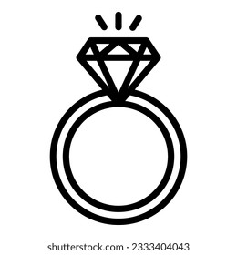 Diamond engagement ring icon, diamond wedding ring