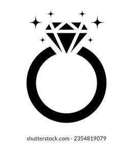 Icono del anillo de compromiso de diamantes, anillo de boda de diamantes