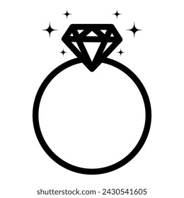Diamond engagement ring icon, diamond wedding ring