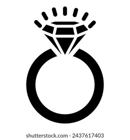 Icono de anillo de compromiso de diamantes, anillo de boda de diamantes