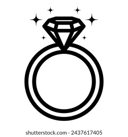 Diamond engagement ring icon, diamond wedding ring