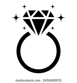 Icono de anillo de compromiso de diamantes, anillo de boda de diamantes
