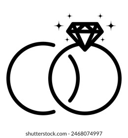 Diamond engagement ring icon, diamond wedding ring