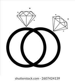Diamond engagement ring icon, diamond wedding ring. For your website, logo, app, UI design. Vector illustration, isolated on white background.