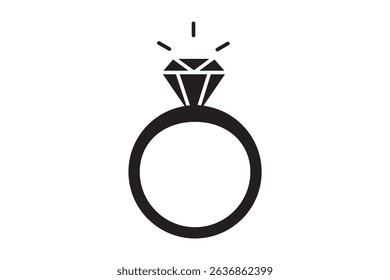 Diamond engagement ring icon. Wedding ring icon. Jewelry and marriage Gemstone rings symbol collection. Ring With Diamond Icon, Vector Illustration.