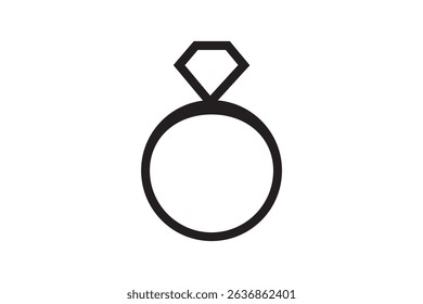 Diamond engagement ring icon. Wedding ring icon. Jewelry and marriage Gemstone rings symbol collection. Ring With Diamond Icon, Vector Illustration.
