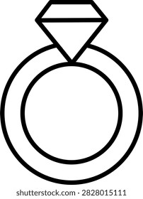 Diamond engagement ring line art icon