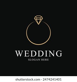 diamond engagement ring logo design concept idea for wedding