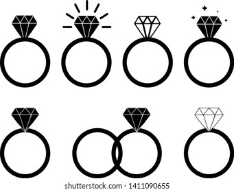 diamond engagement ring on white background. Diamond Ring icon for your web site design, logo, app, UI. Wedding Ring symbol. 