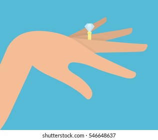 Diamond engagement ring on a womans finger