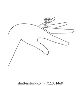 Diamond engagement ring on a woman's finger outline icon