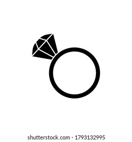 Diamond Engagement Ring for trendy flat style for graphic design, web-site. Stock Vector illustration.