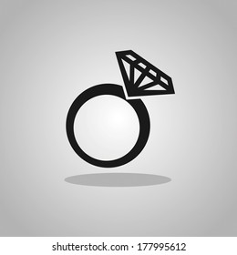 Diamond Engagement Ring Vector Icon