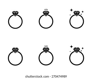 Diamond engagement ring vector icon