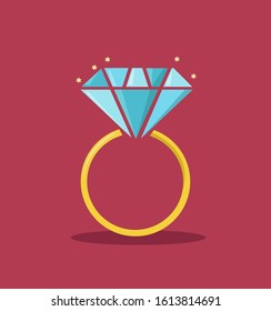 Diamond engagement ring vector illustration