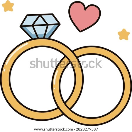 Diamond Engagement Ring and Wedding Band with Heart and Stars
