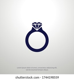 Diamond engagement ring or wedding ring Icon. Vector illustration EPS 10.