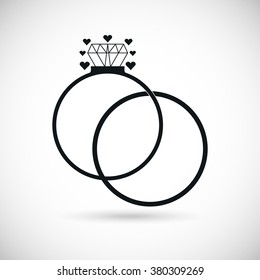 Diamond engagement rings icon, vector