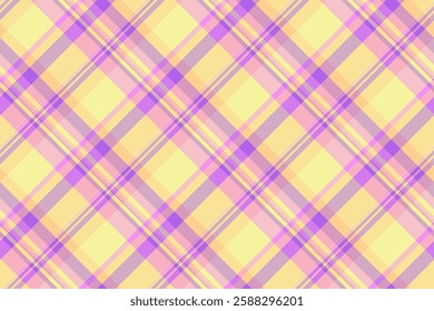 Diamond fabric texture textile, seasonal pattern tartan plaid. Lumberjack vector background seamless check in light and yellow colors palette.