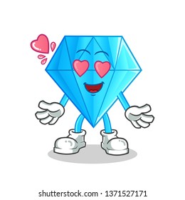 diamond fall in love mascot vector cartoon illustration