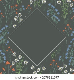  Marco de campo de diamantes. Diseño de invitación. Antecedentes para guardar fechas y felicitaciones. Tarjetas de cumpleaños con flores.