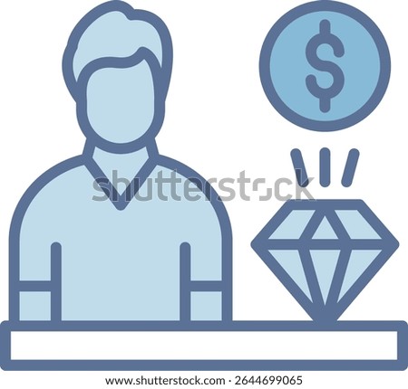 Diamond Filled Blue Tone Icon
