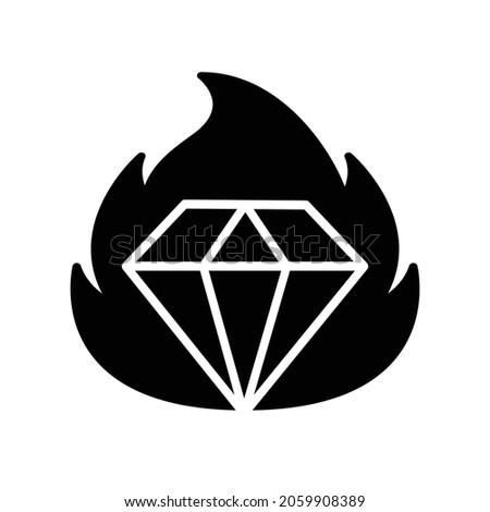 Diamond With Fire Icon Vector Design Template.