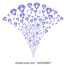 Diamond fireworks fountain. Vector illustration style is flat iconic symbols. Object fountain constructed from random icons as diamond fireworks.