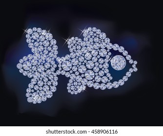 Diamond fish background, vector illustration
