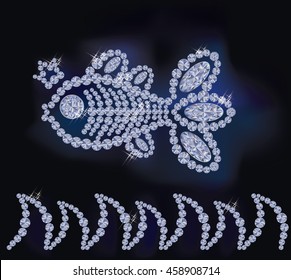 Diamond fish with a crown, vector  illustration