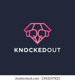 diamond with fist logo design vector silhouette illustration