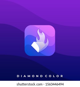 Diamond Flame Illustration Vector Design Template. Suitable for Creative Industry, Multimedia, Entertainment, Educations, Shop, and any related Business