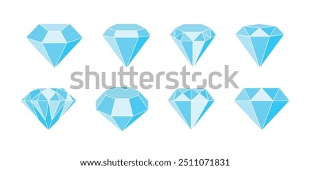 diamond flat blue set of collection vector design