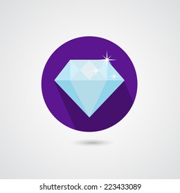 Diamond flat icon isolated on white background. VECTOR art.