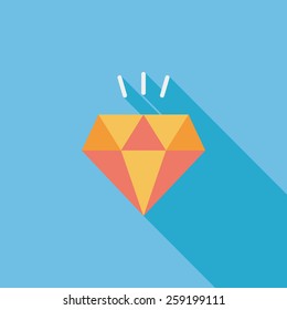 diamond flat icon with long shadow,eps10