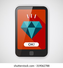 diamond flat icon with long shadow,eps10