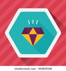 diamond flat icon with long shadow,eps10